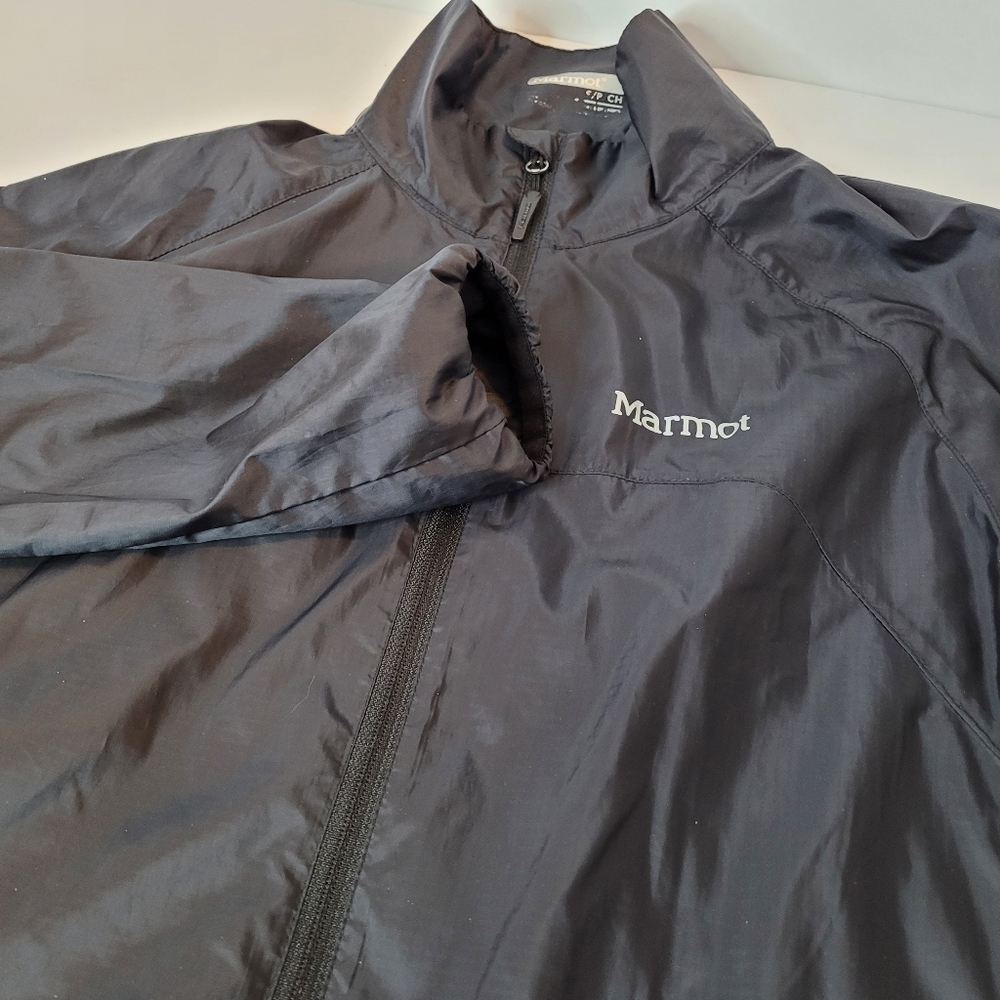 Marmot Windbreaker Jacket Womens Small Black Full Zip Mesh Vent F35960 Excellent